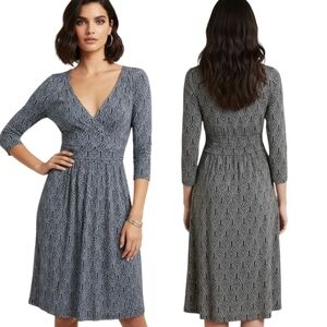 MAEVE ANTHROPOLOGIE "Galena" Art Deco Faux Wrap Dress - Size Small